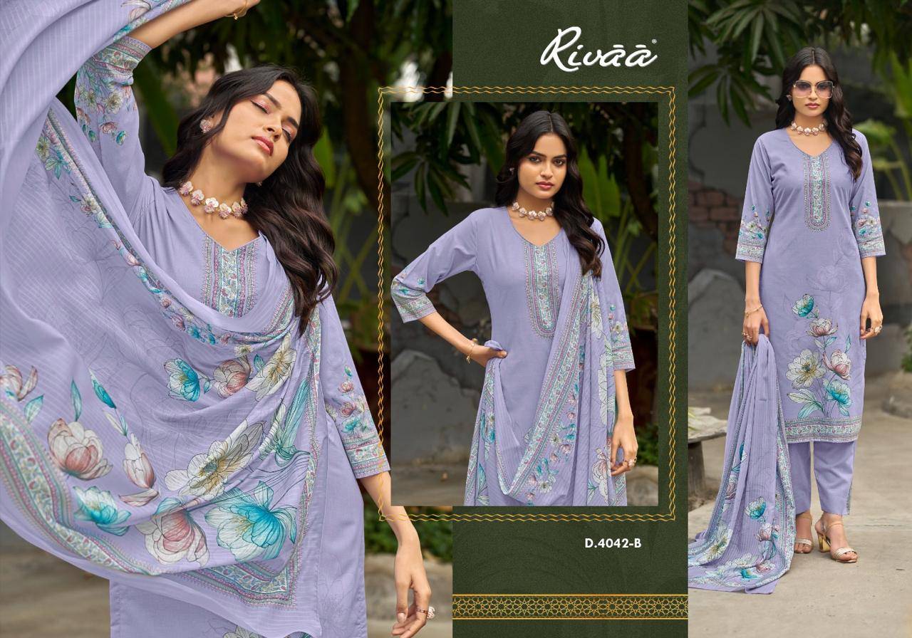  AMAYA By RIVAA 4041A to 4044B Series Beautiful Pakistani Suits Colorful Stylish Fancy Casual Wear Cotton Digital Print Dresses At Wholesale Price